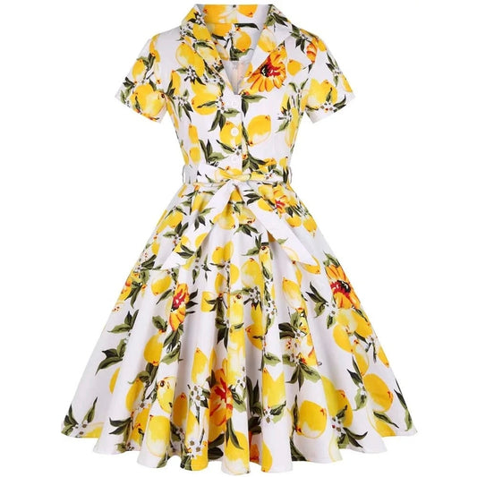 Robe Été Années 50 - Citron
