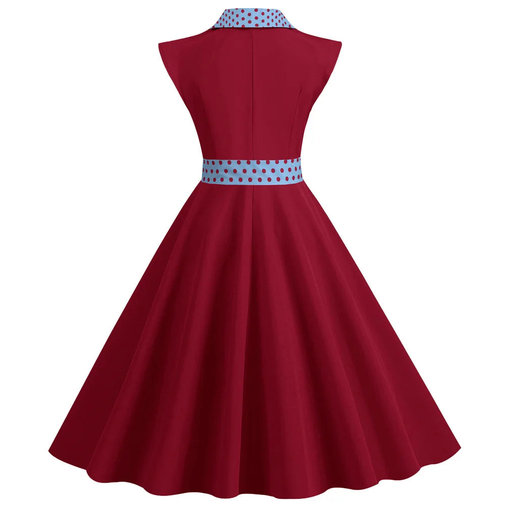 Robe Pin Up Rétro Ceinture bordeaux dos