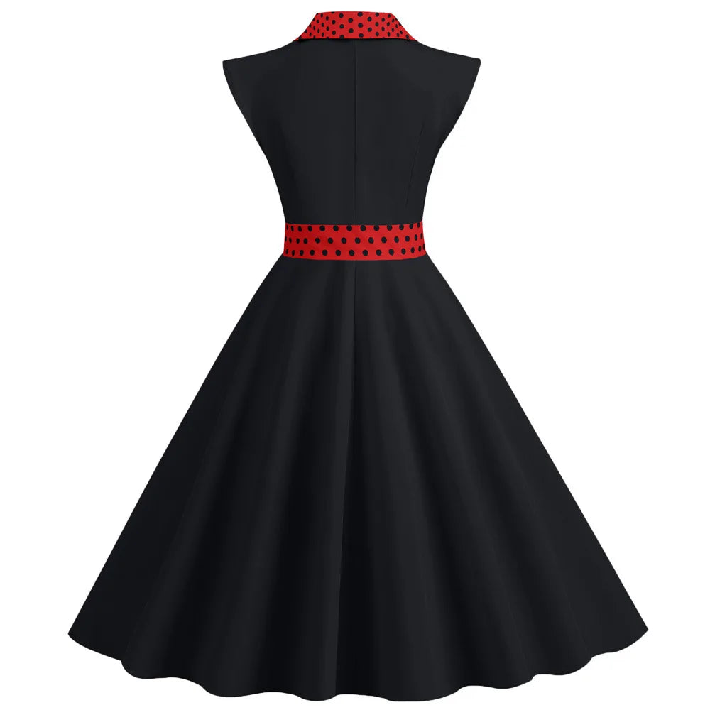 Robe Pin Up Rétro Ceinture noir et rouge dos