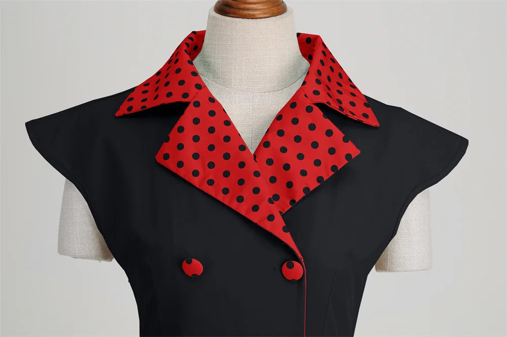 Robe Pin Up Rétro Ceinture col rouge
