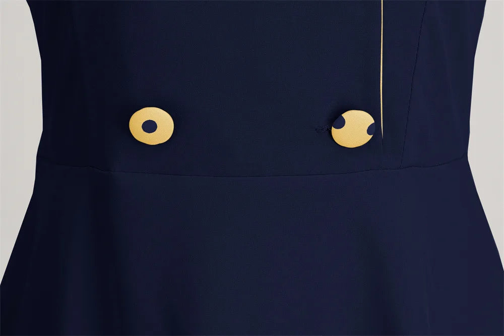 Robe Pin Up Rétro Ceinture Bouton détail