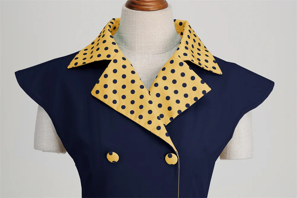 Robe Pin Up Rétro Ceinture Marine col