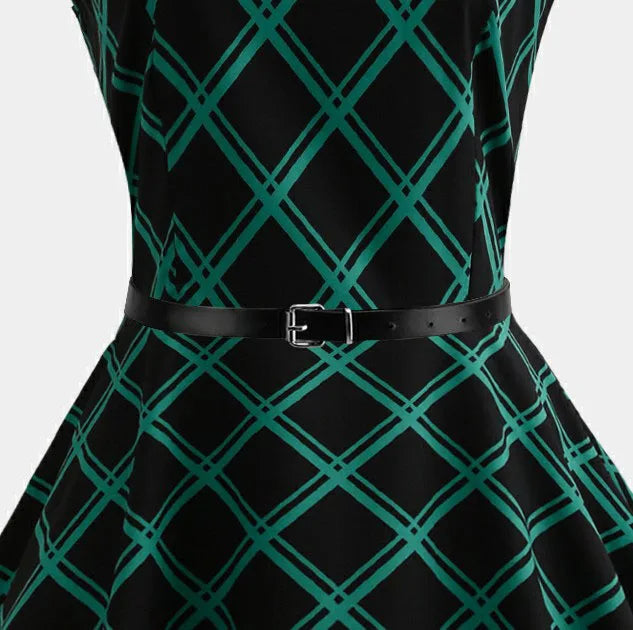 Robe Rockabilly - Noire et Verte ceinture