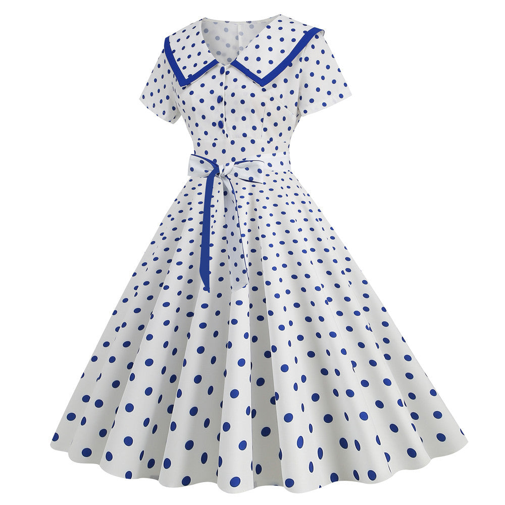 Robe Pin Up Rétro bleu profil