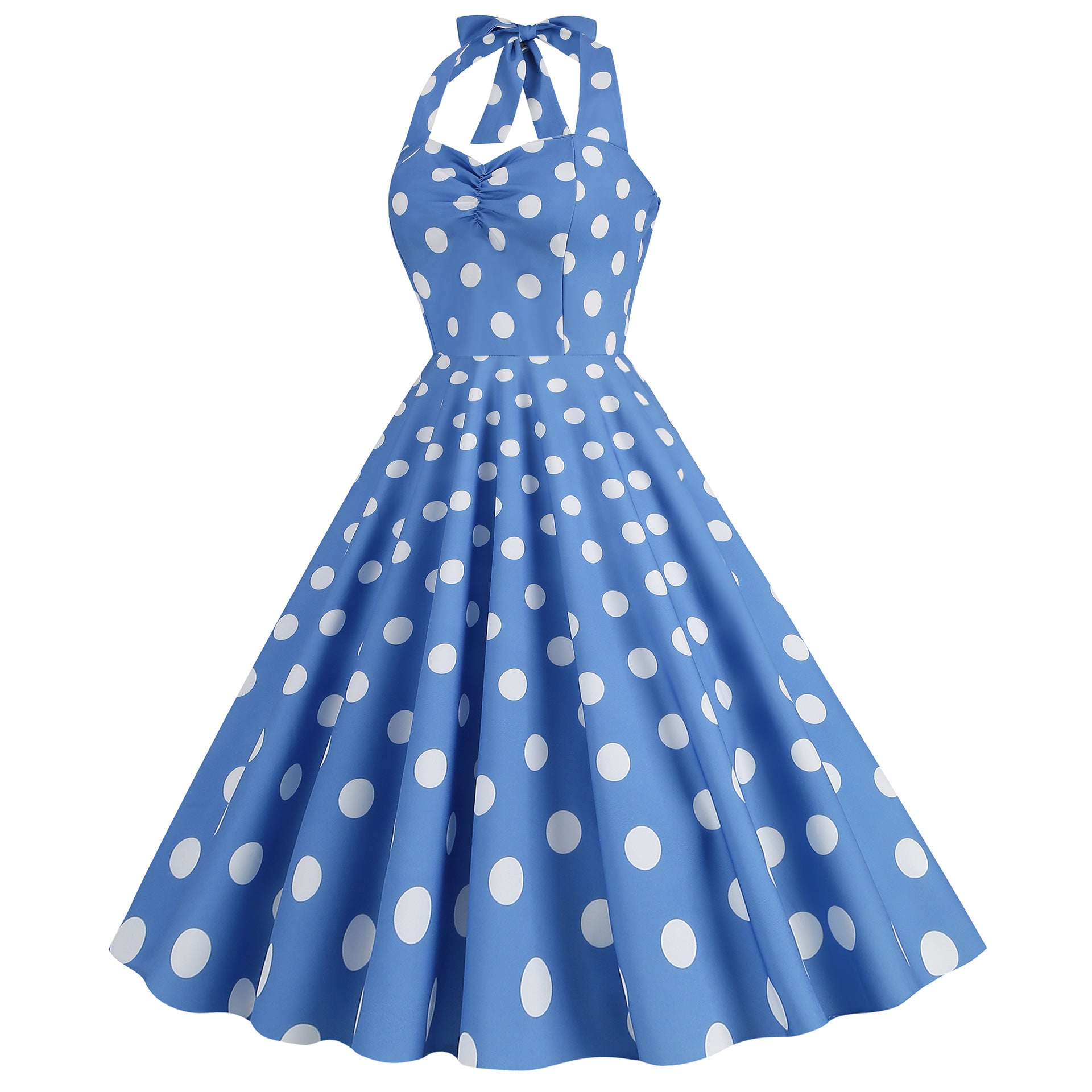 Robe Pin-Up Classique Année 50 Bleu profil