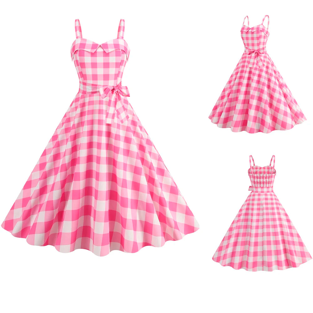 Robe Rétro Pin-Up à Pois Rose