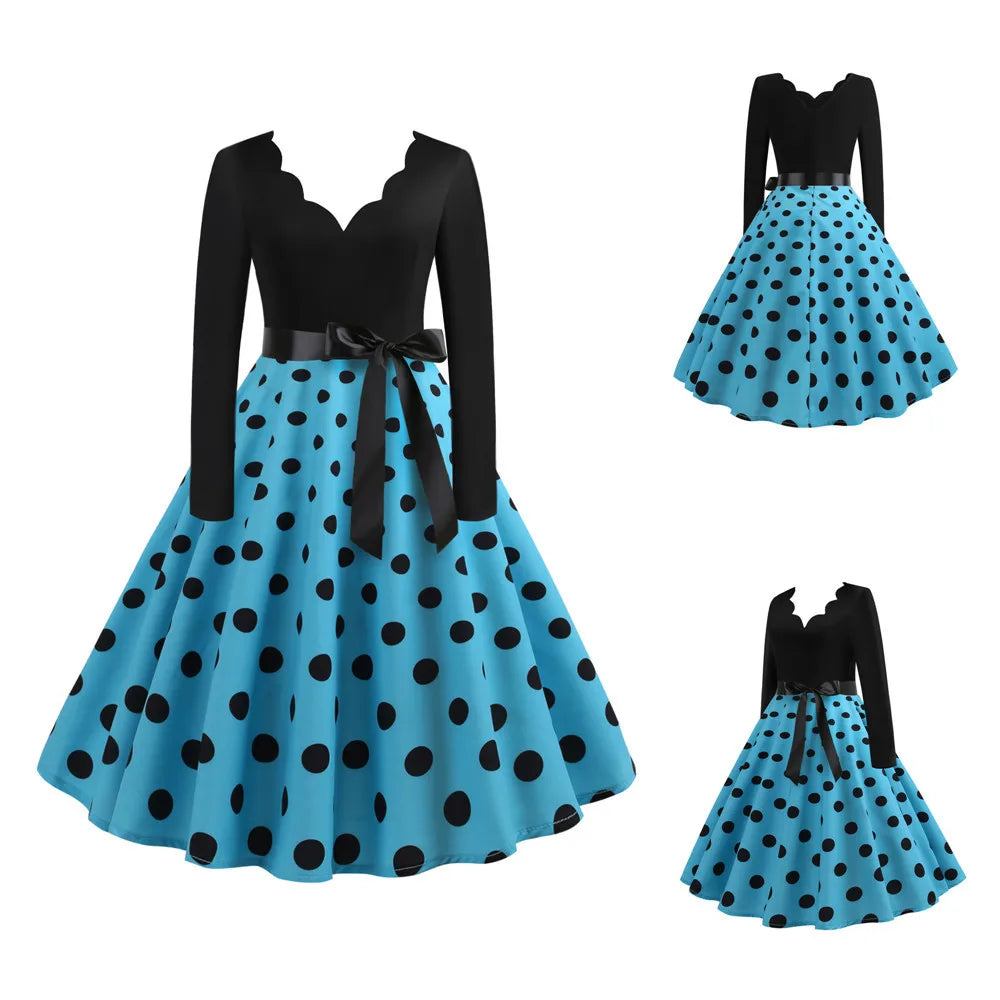 Robe Rockabilly - Bleu à pois vues