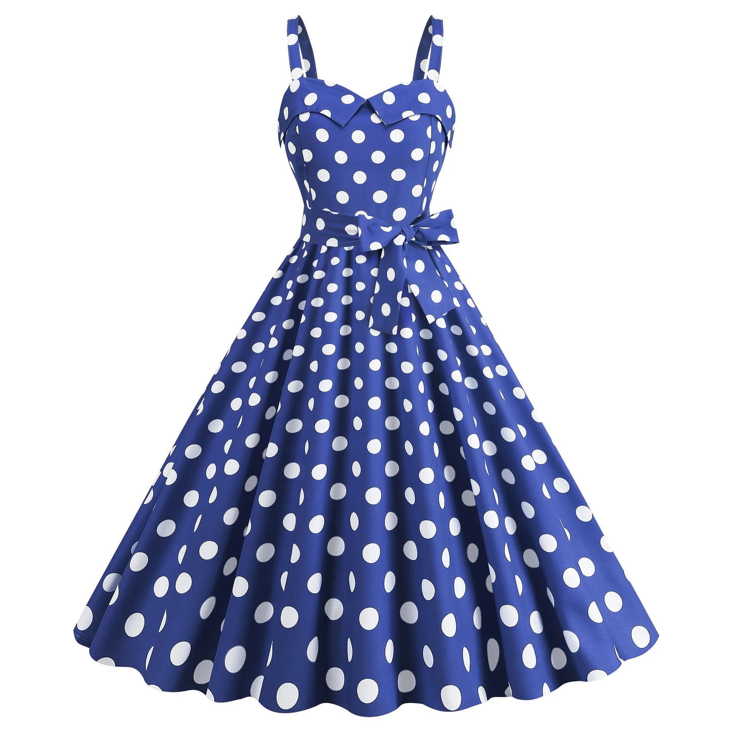 Robe Rétro Pin-Up à Pois Bleu