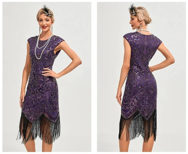 Robe des années 20 Gatsby Violette