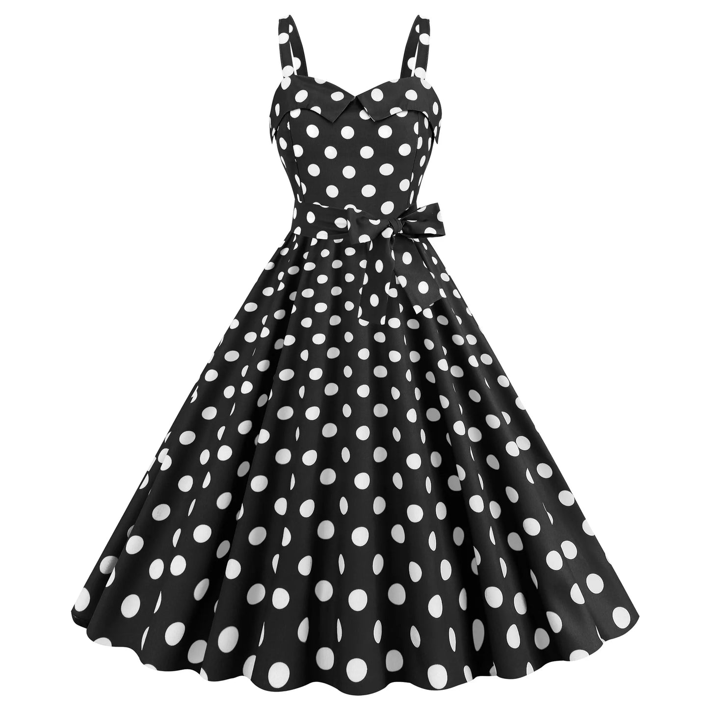 Robe Rétro Pin-Up à Pois Noir