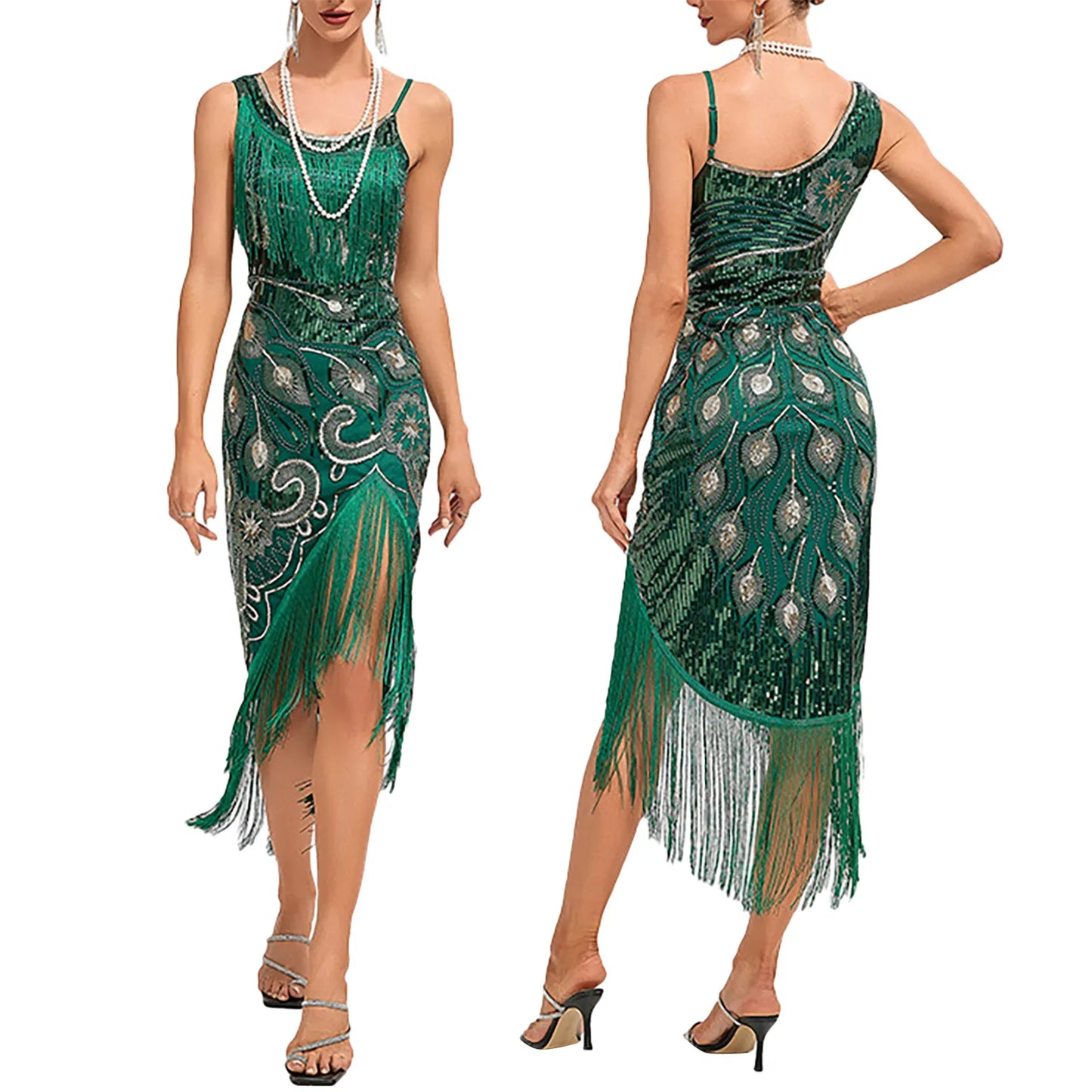 Robe Charleston Gatsby verte