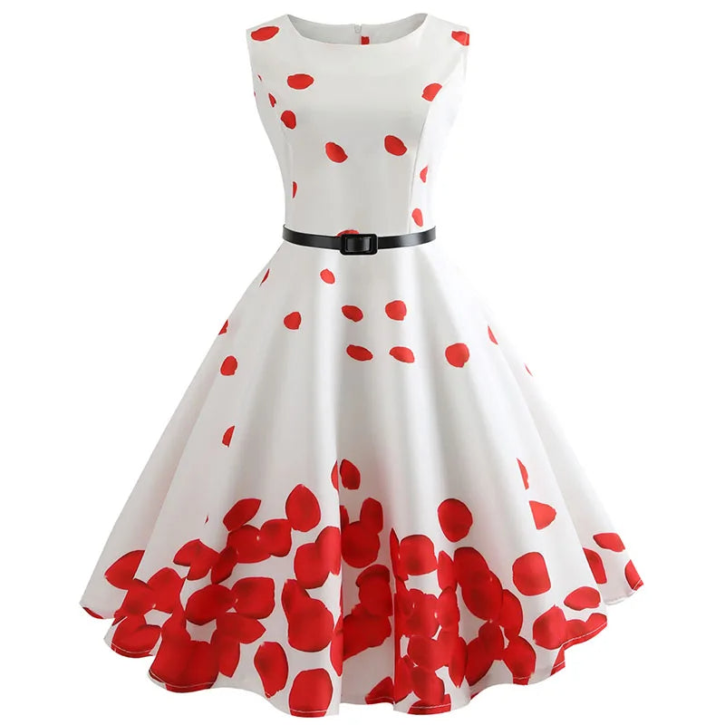 Robe Rockabilly blanche et coquelicot