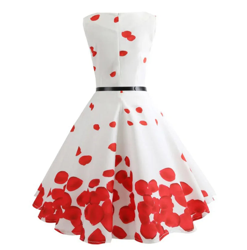 Robe Rockabilly blanche et coquelicot dos